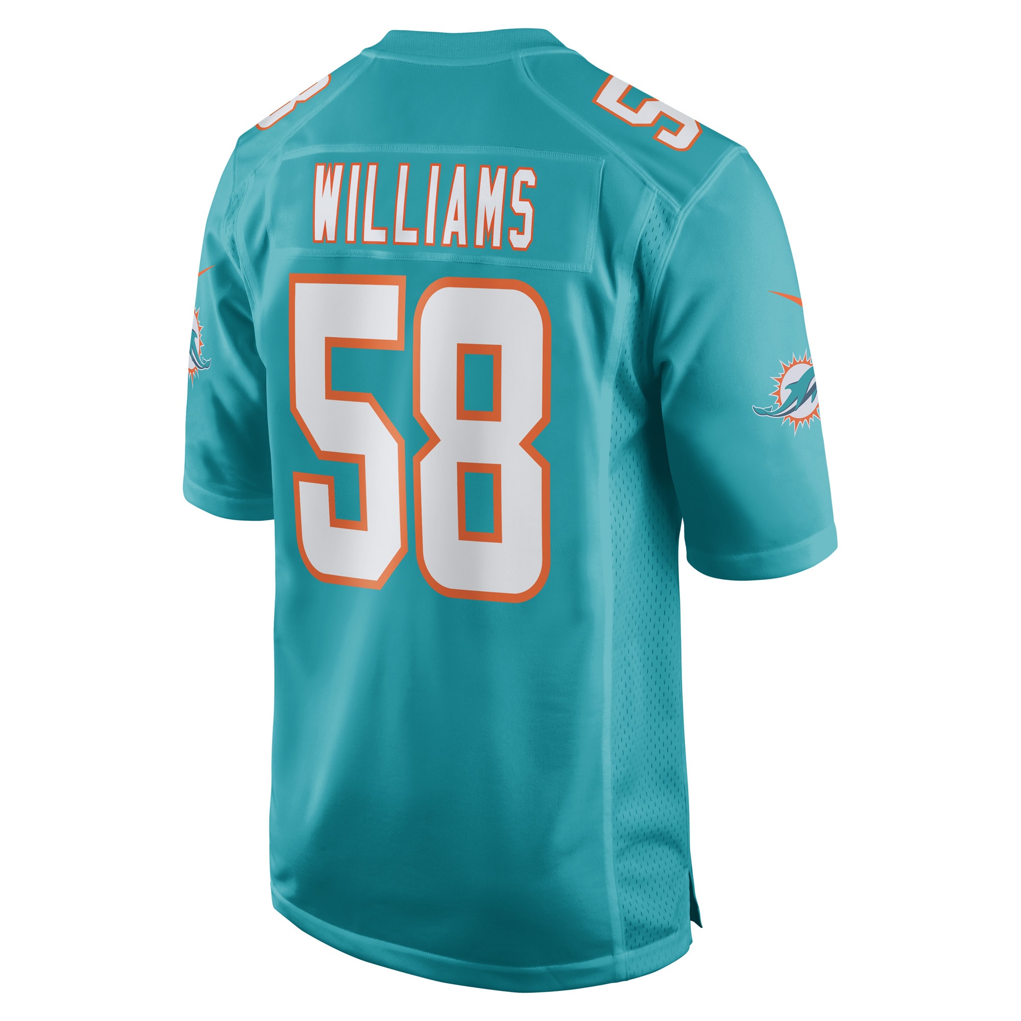 Miami Dolphins Connor Williams Aqua Game Player NFL Jersey Men's