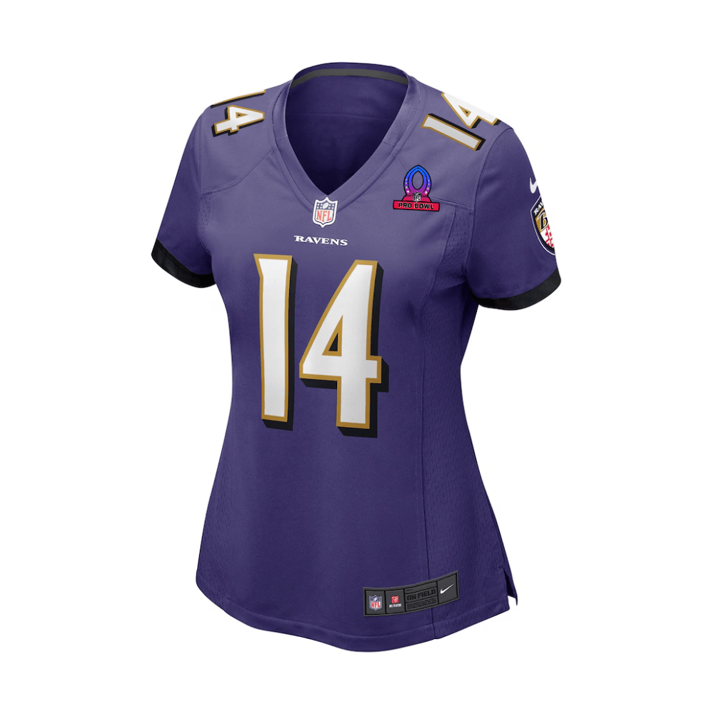 Kyle Hamilton 14 Baltimore Ravens 2025 Pro Bowl Patch Game Purple NFL Jersey Women's