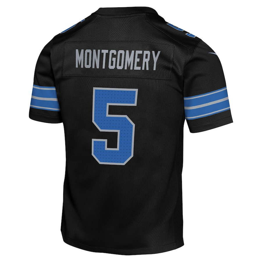 David Montgomery 5 Detroit Lions Alternate Player Game Black NFL Jersey Youth
