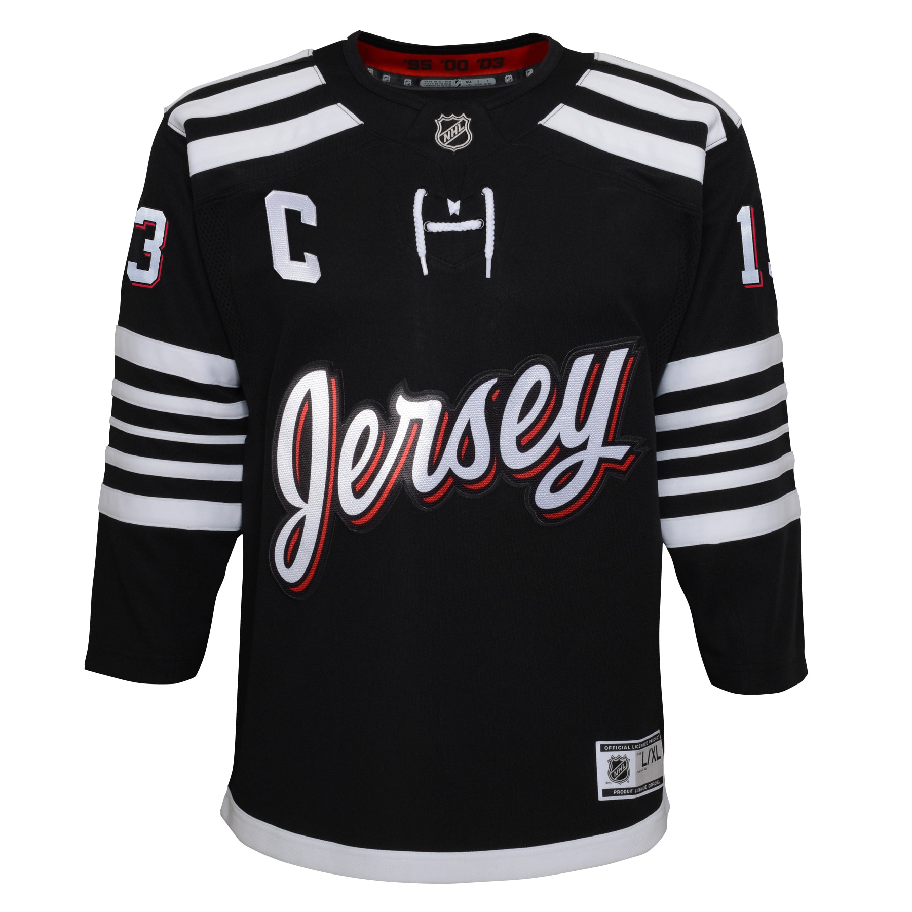 New Jersey Devils Nico Hischier Black 2021/22 Alternate Premier Player NHL Jersey Youth
