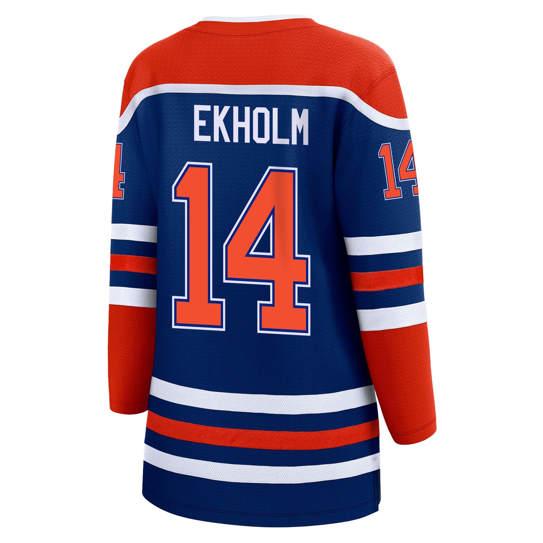 Mattias Ekholm 14 Edmonton Oilers 2024 STANLEY CUP Final Home Royal NHL Jersey Women's