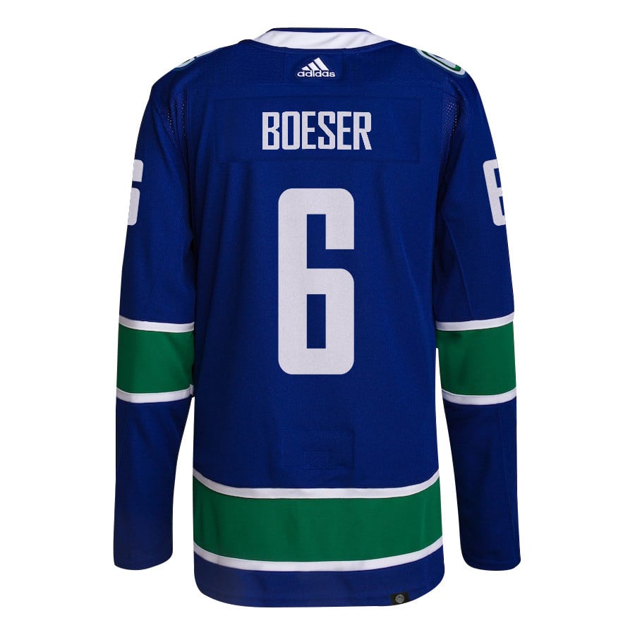 Brock Boeser 6 Vancouver Canucks 2024 Playoffs Patch Home Blue NHL Jersey Men's