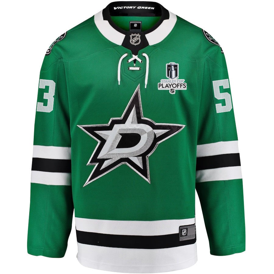 Wyatt Johnston 53 Dallas Stars 2024 Playoffs Patch Home Green NHL Jersey Men's