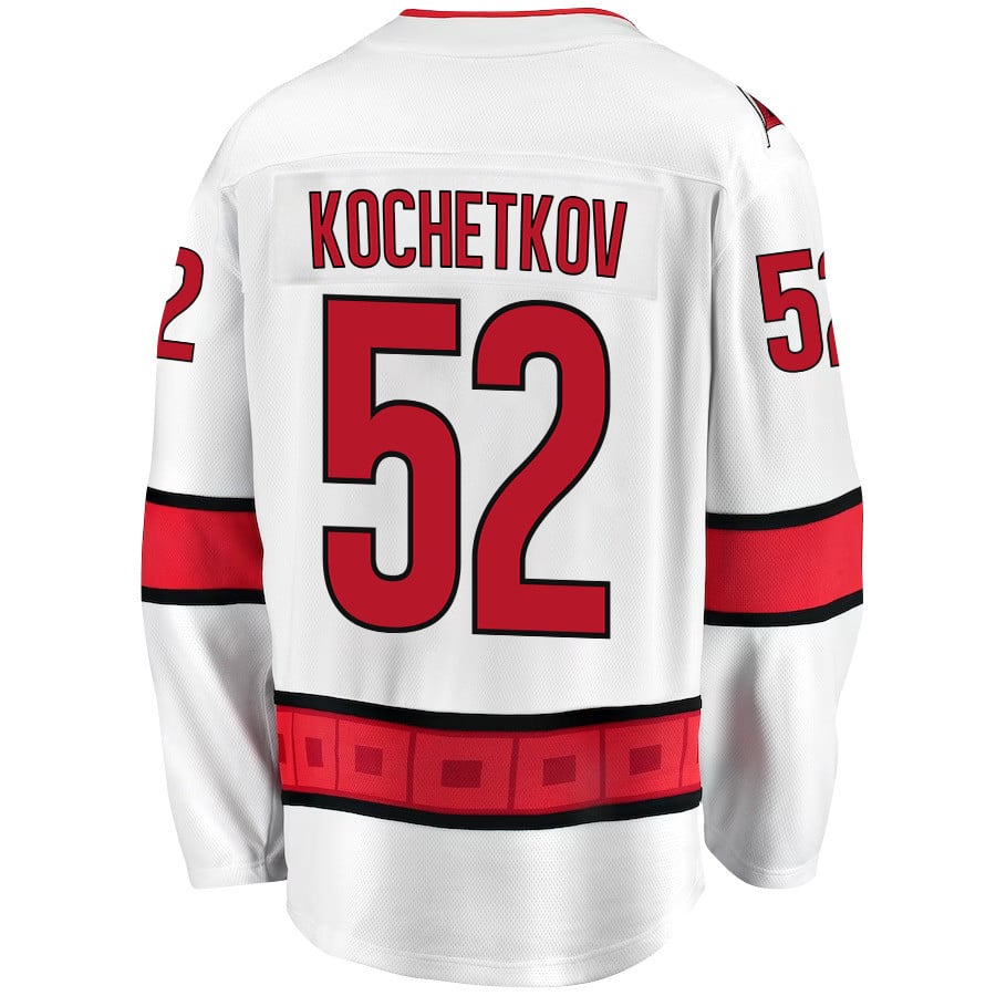 Pyotr Kochetkov 52 Carolina Hurricanes Stanley Cup 2023 Playoffs Patch Away Breakaway White NHL Jersey Men's