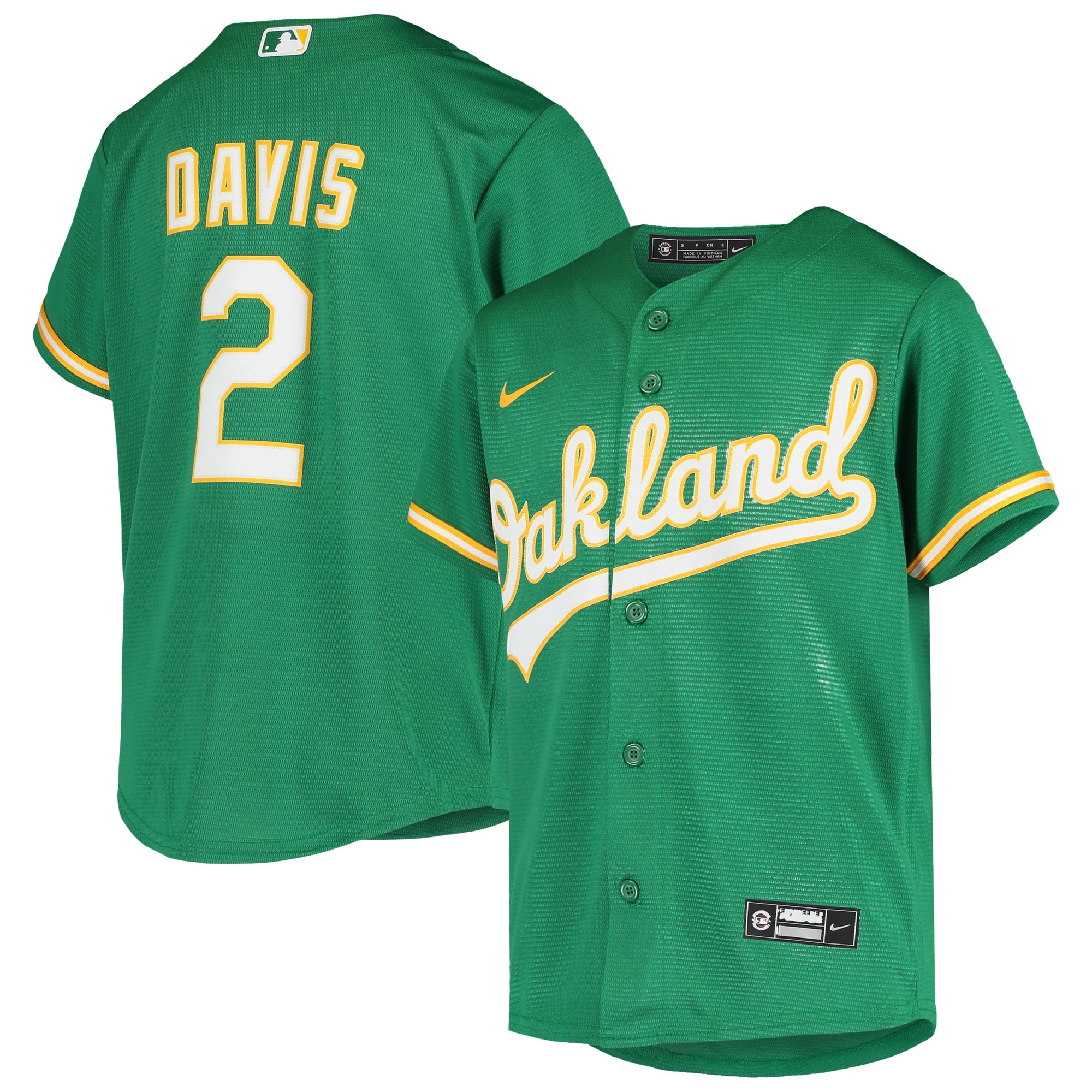 Oakland Athletics Khris Davis Green Alternate MLB Jersey Youth