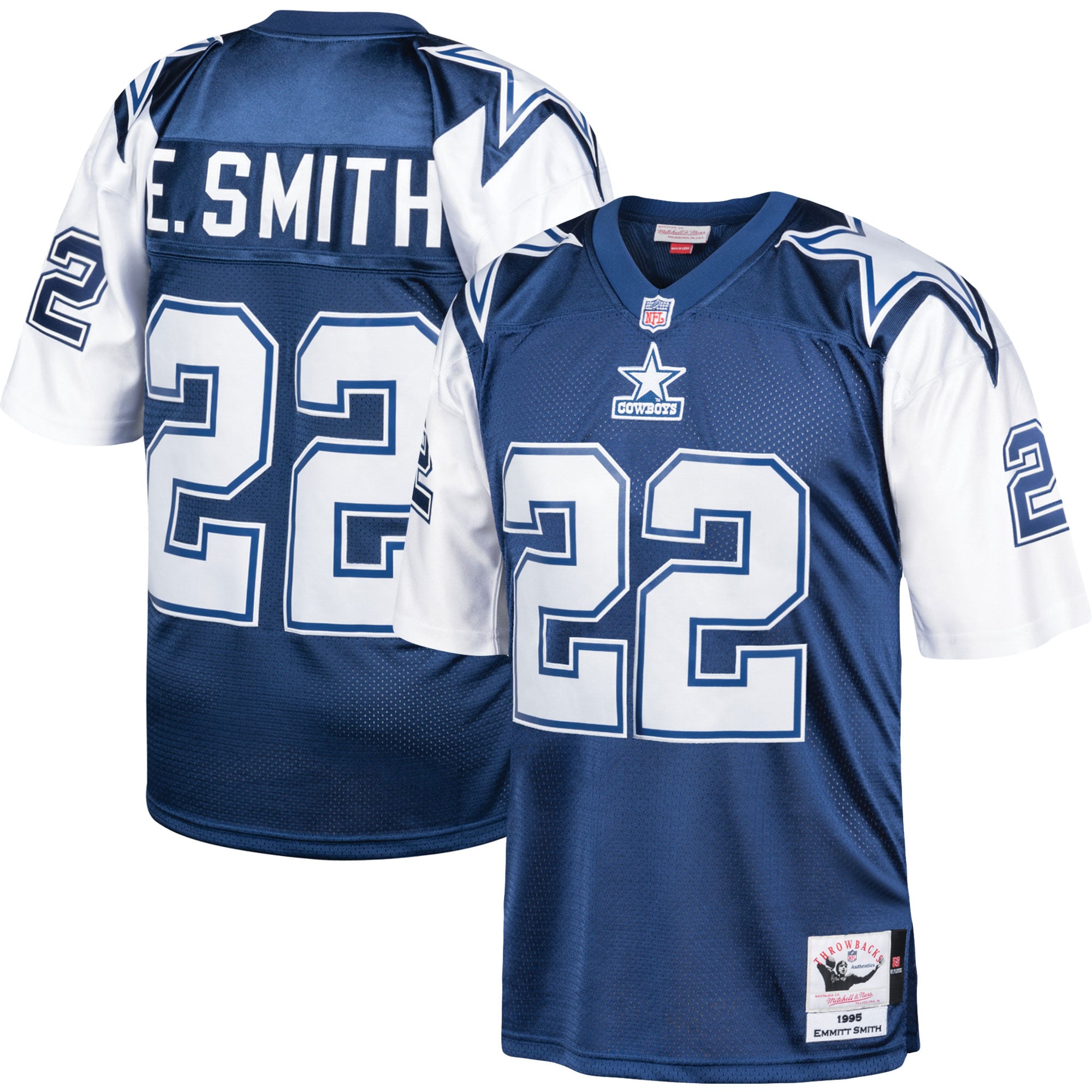 Dallas Cowboys 1995 Emmitt Smith Mitchell Ness Navy Throwback Retired Player NFL Jersey Men's