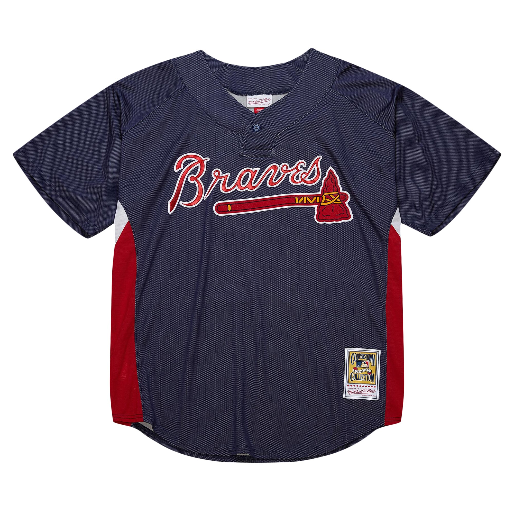 Atlanta Braves Chipper Jones Mitchell Ness Navy Cooperstown Collection 2007 Batting Practice MLB Jersey Men's