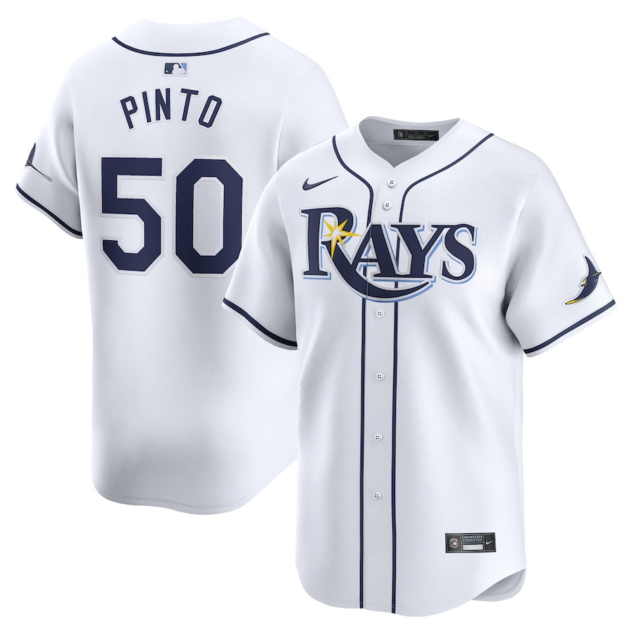 Rene Pinto 50 Tampa Bay Rays Home Limited Player White MLB Jersey Men's