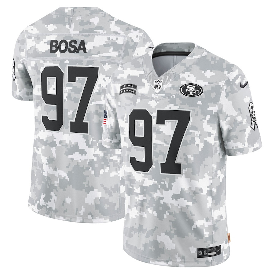 Nick Bosa 97 San Francisco 49ers 2024 Salute to Service Limited Arctic Camo NFL Jersey Men's