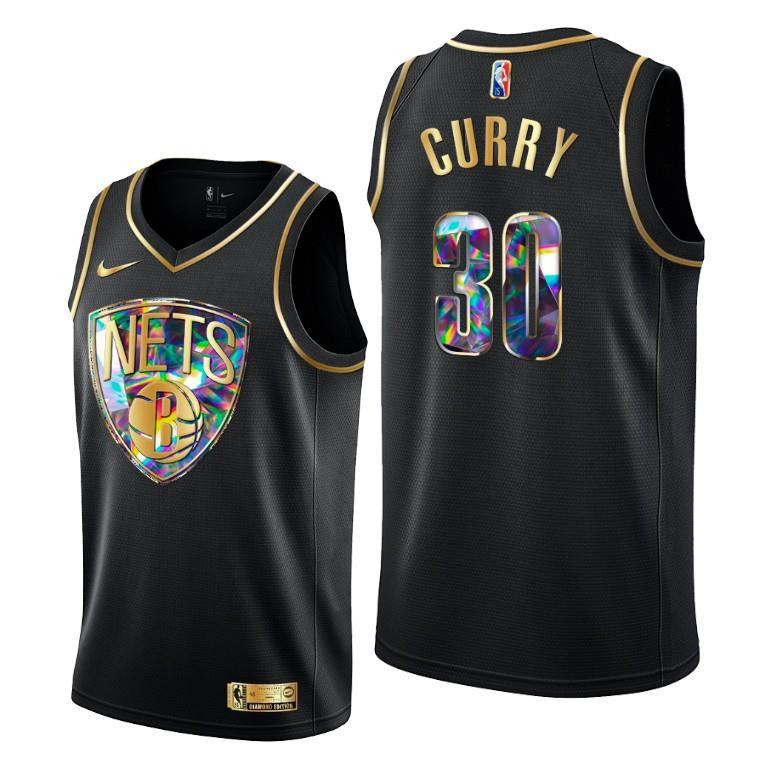 Seth Curry 30 Brooklyn Nets Diamond Logo Black NBA Jersey Men's