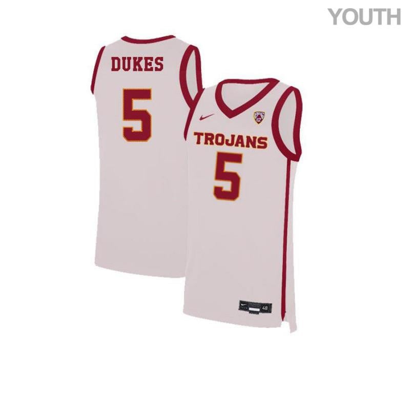 5 Kahlil Duke White Elite USC Trojans NCAA Jersey Youth