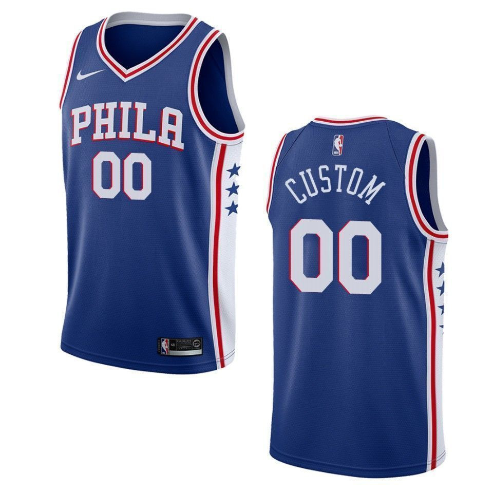 Philadelphia 76ers 00 Custom Icon Swingman Blue NBA Jersey Men's