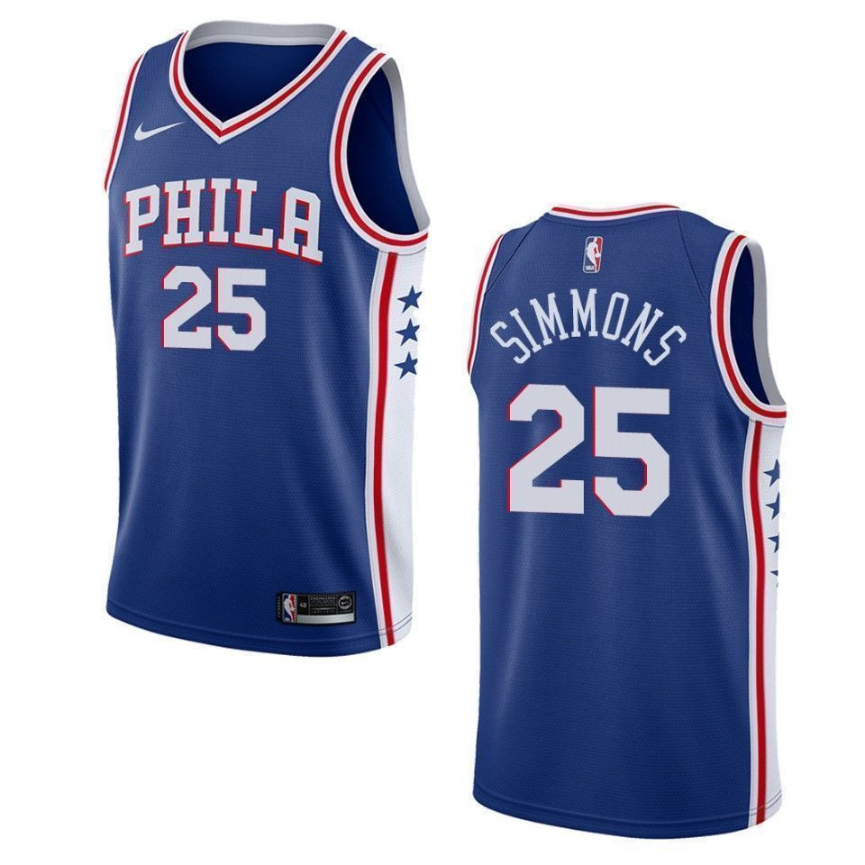 Philadelphia 76ers 25 Ben Simmons Icon Swingman Blue NBA Jersey Men's
