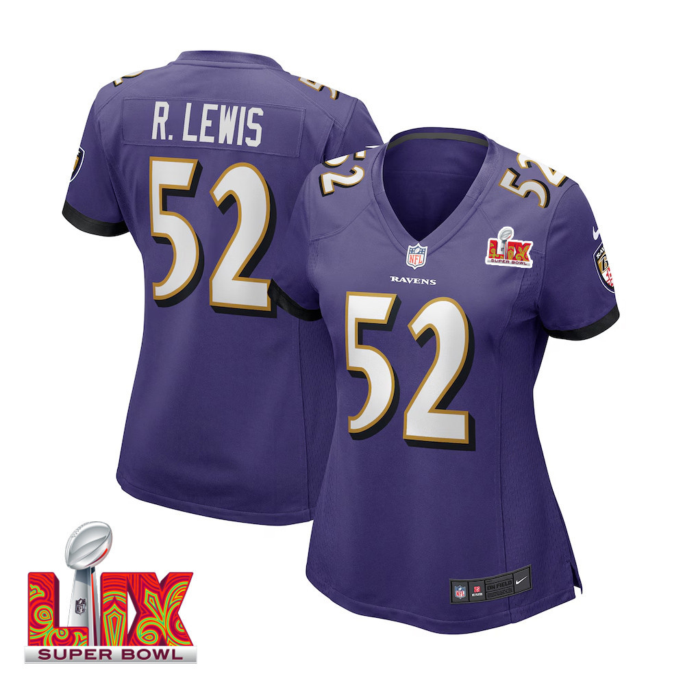Ray Lewis #52 Baltimore Ravens Super Bowl LIX Purple NFL Jersey Women's