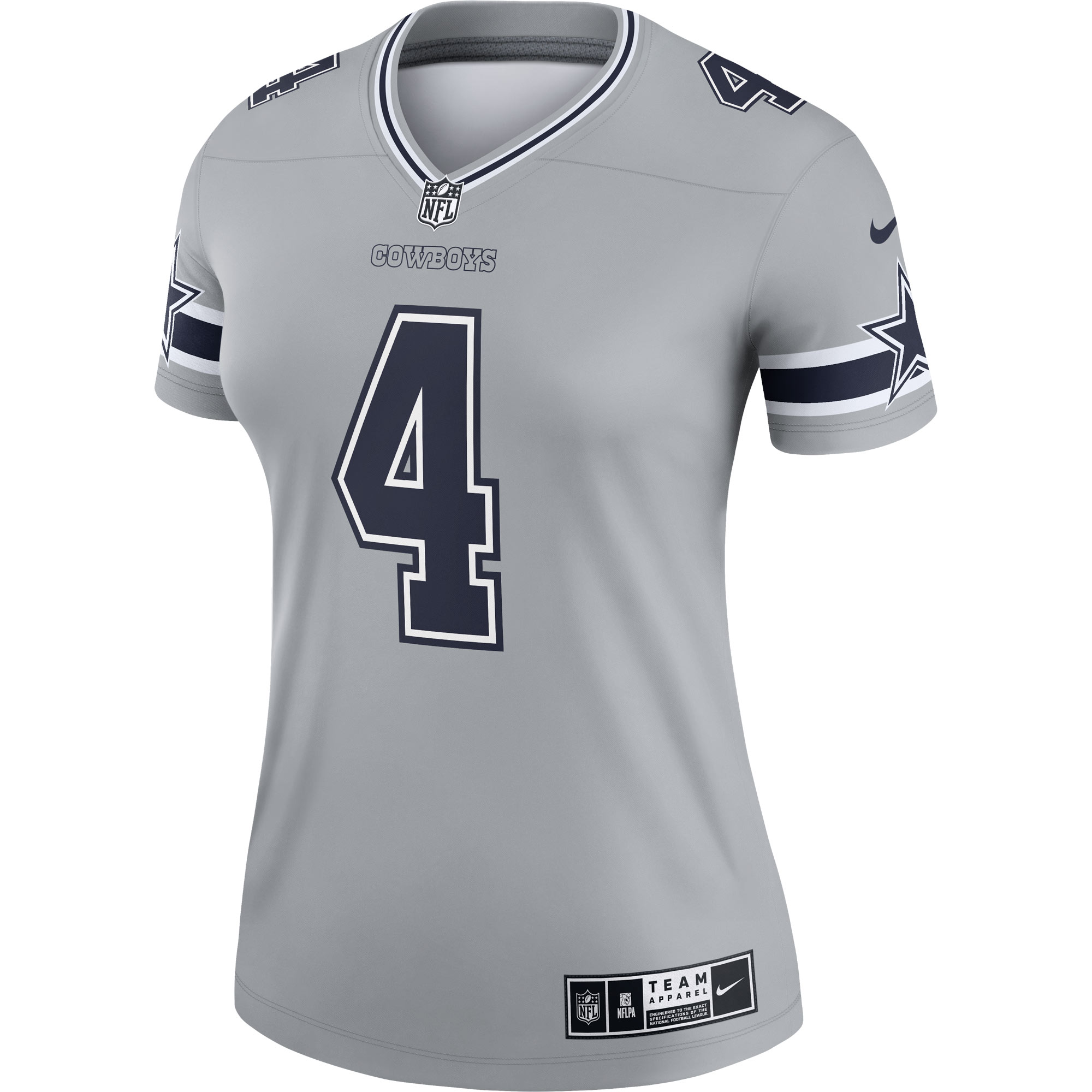 Dallas Cowboys Dak Prescott Gray Inverted Legend Player Performance Top NFL Jersey Women's