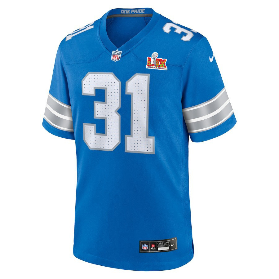 Kerby Joseph #31 Detroit Lions Super Bowl LIX Blue NFL Jersey Youth