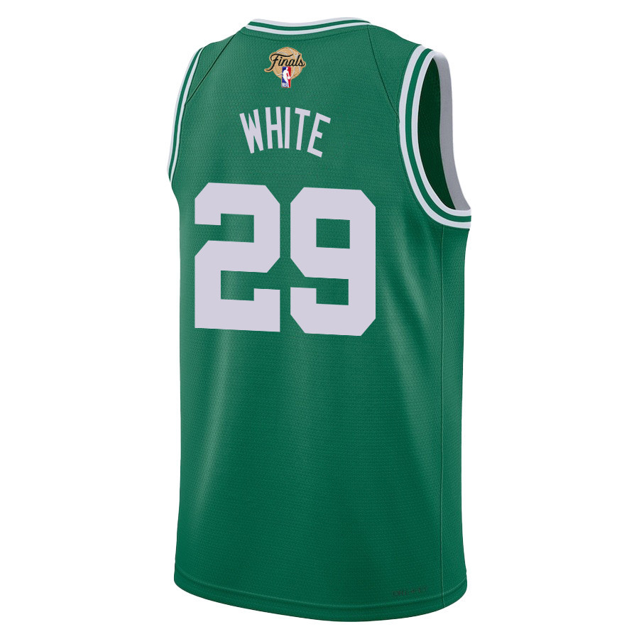 Derric White 29 Boston Celtics 2024 FINALS PATCH Icon Edition Kelly Green NBA Jersey Men's