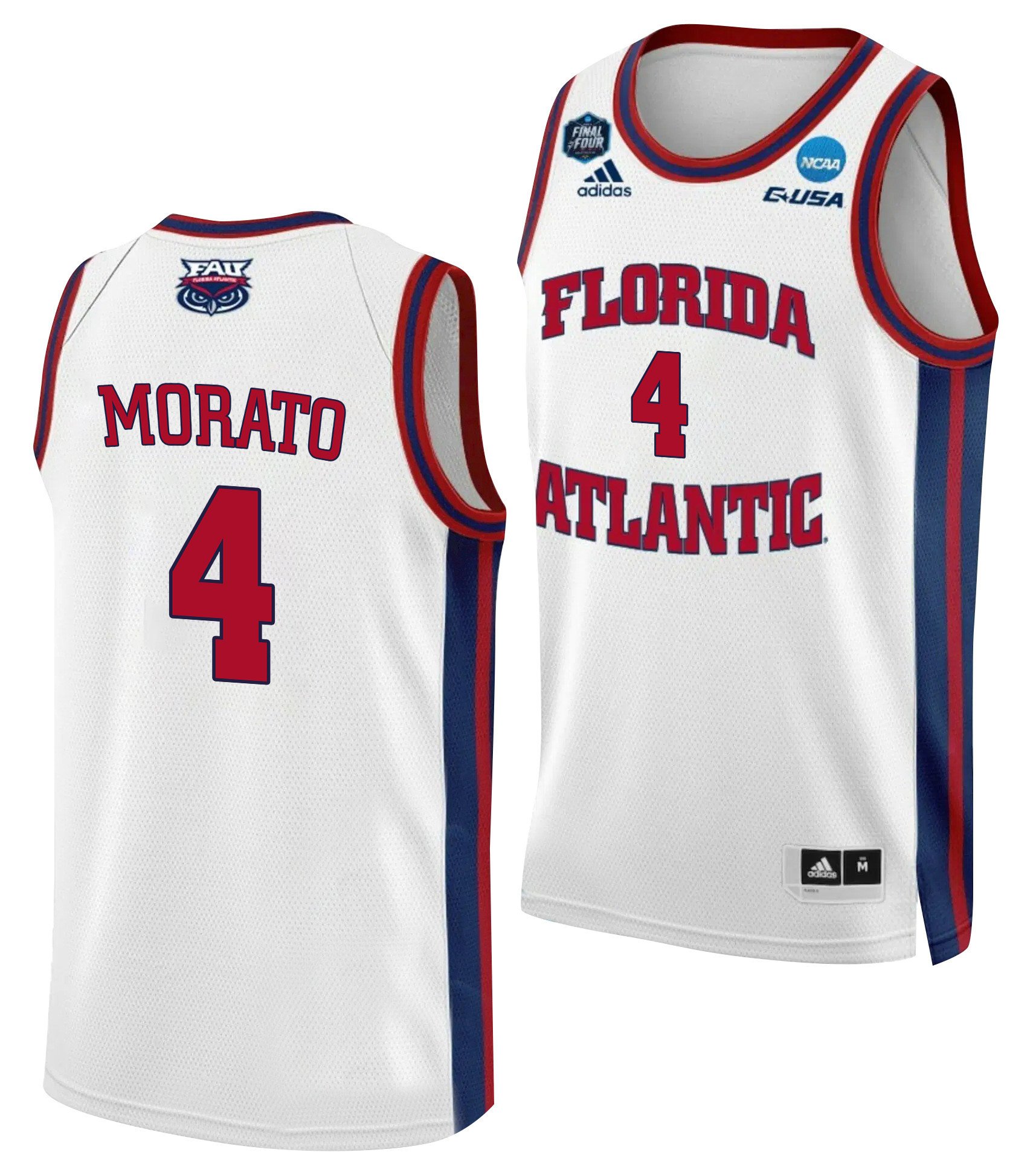 Bryan Greenlee 4 FAU Owls 2023 Final Four White NCAA Jersey Men's