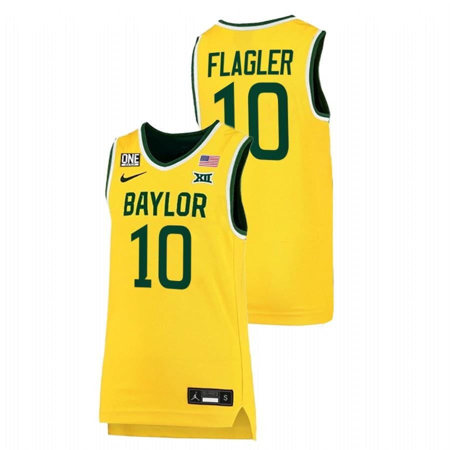 Adam Flagler 10 Gold Baylor Bears 2022 Big 12 College NCAA Jersey Men's