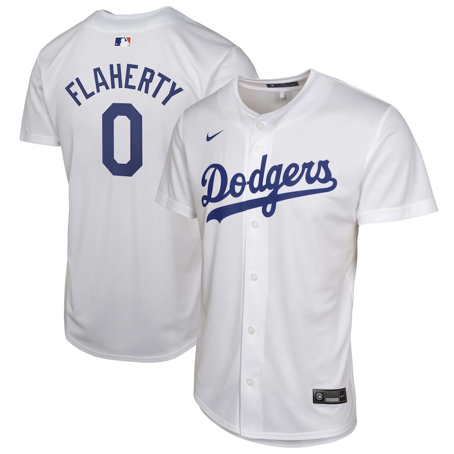 Jack Flaherty 0 Los Angeles Dodgers Home Player Game White MLB Jersey Youth