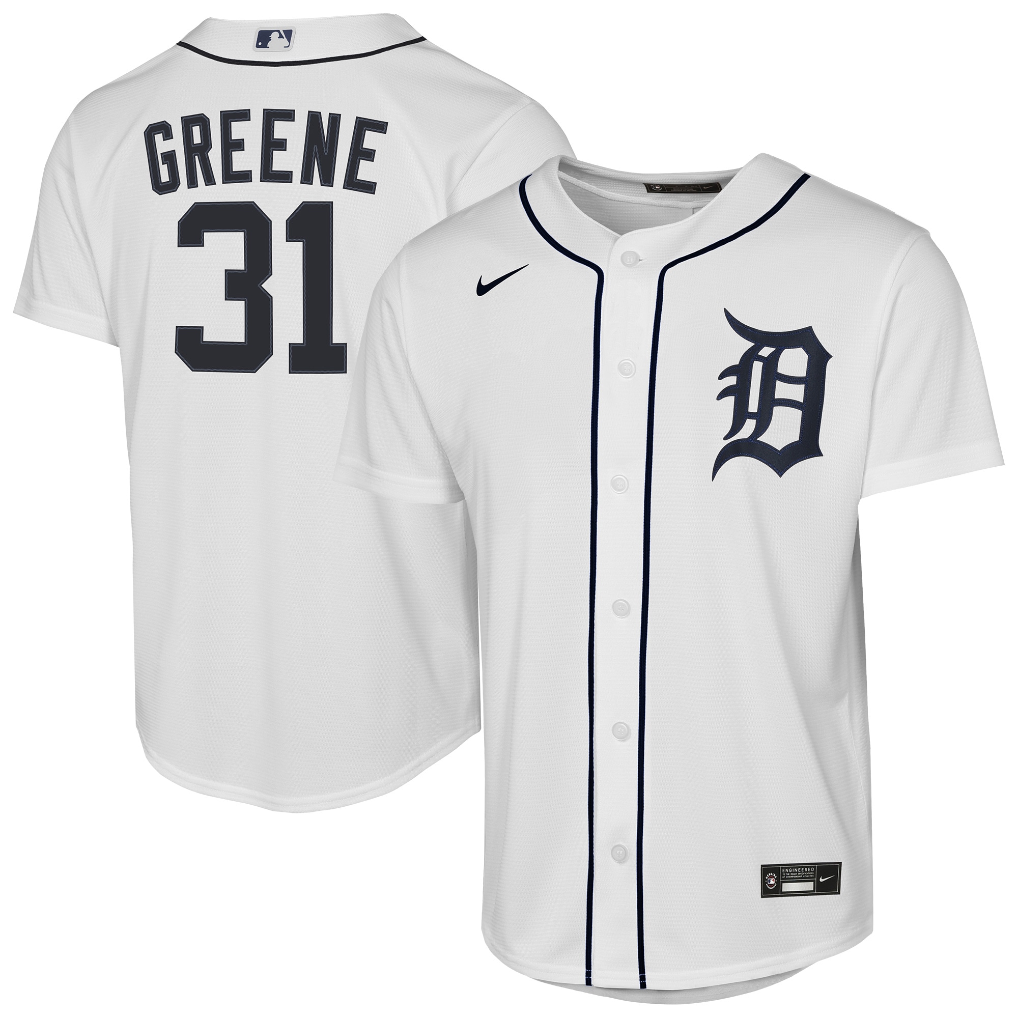 Detroit Tigers Riley Greene White Home Player MLB Jersey Youth