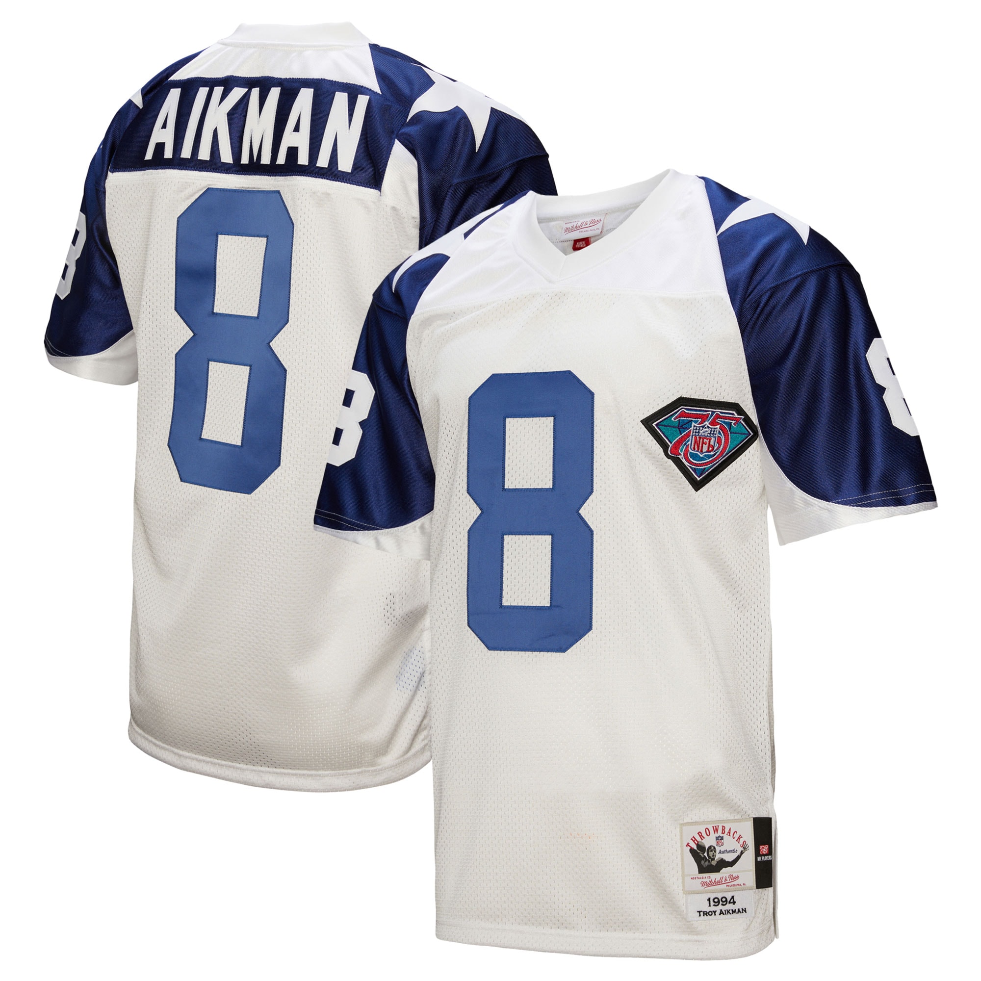 Dallas Cowboys 1994 Troy Aikman Mitchell Ness White Throwback Retired Player NFL Jersey Men's
