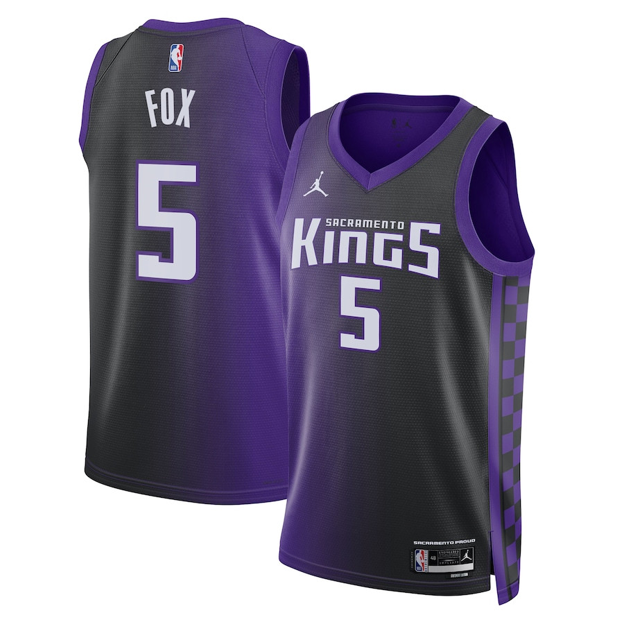 De'Aaron Fox 5 Sacramento Kings Unisex Swingman Statement Edition Purple/Black NBA Jersey Unisex