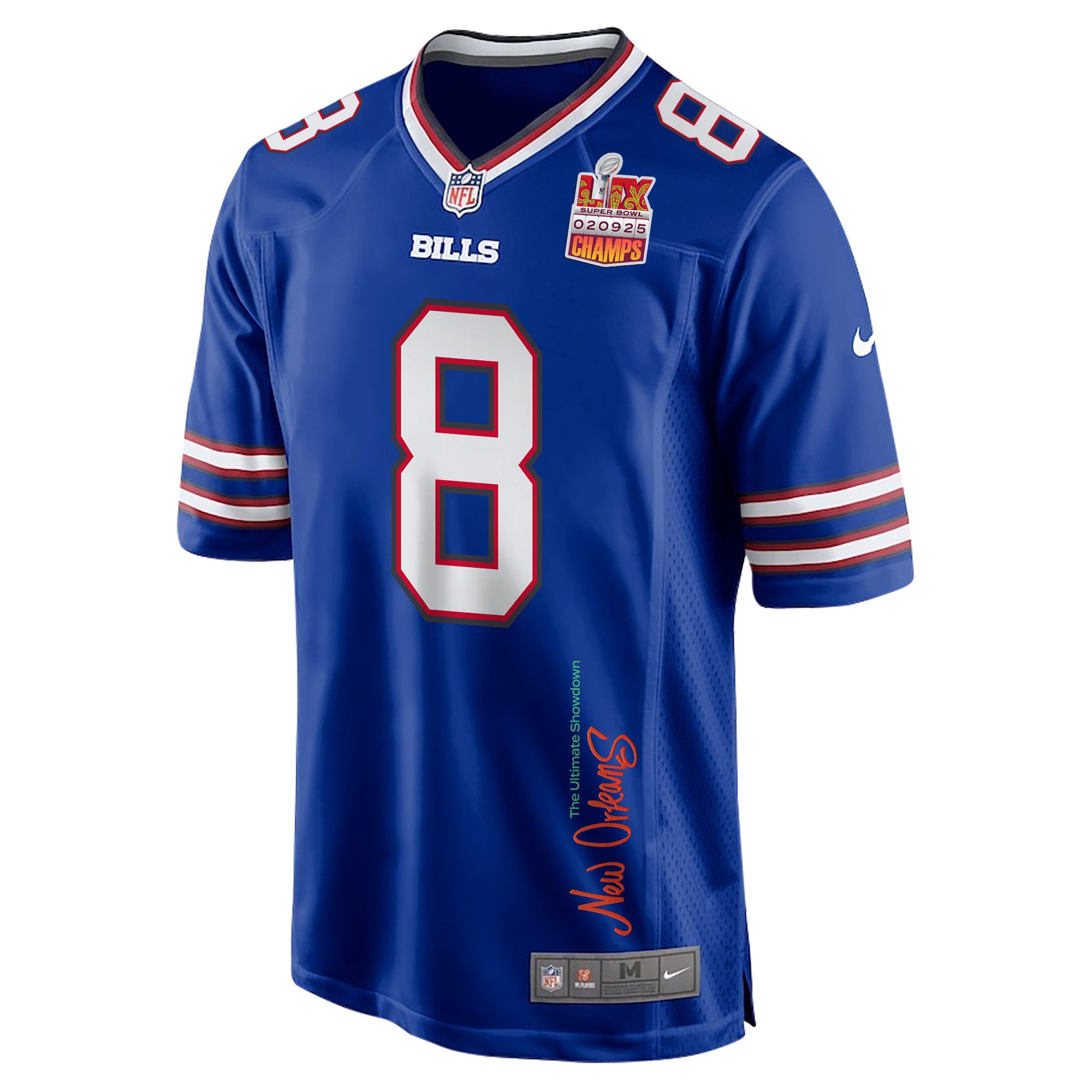 Sam Martin 8 Buffalo Bills Super Bowl LIX Champions Patch New Orleans The Ultimate Showdown' EMBROIDERED Game Royal NFL Jersey Men's