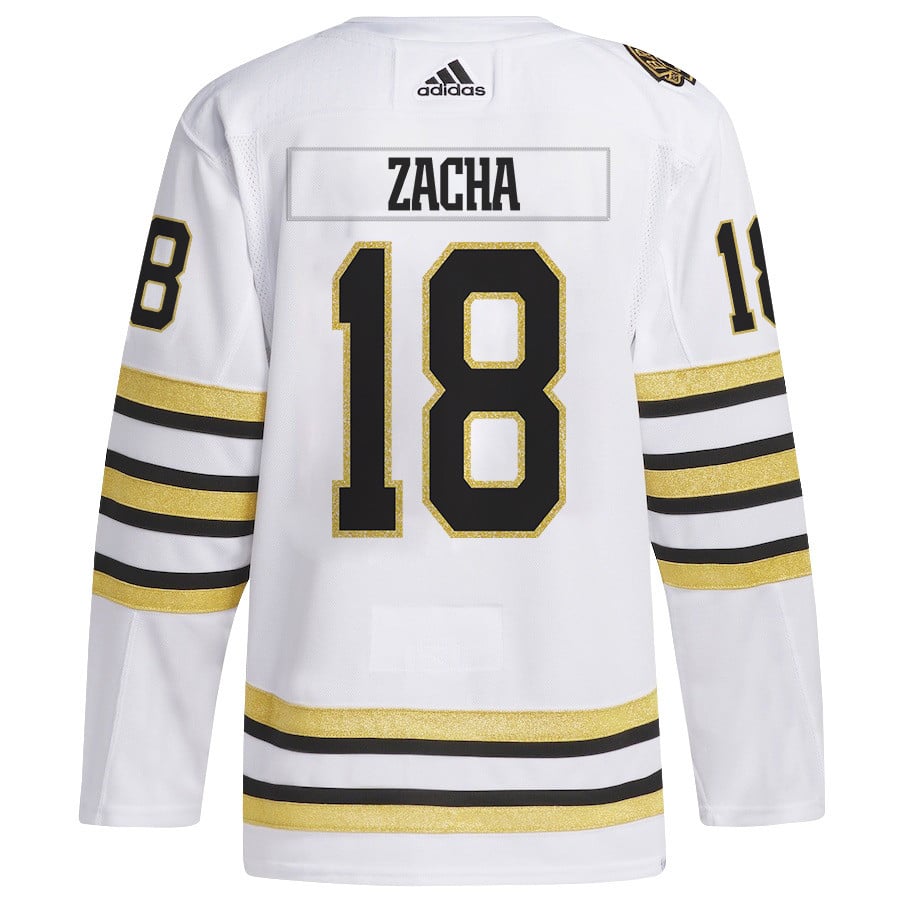 Pavel Zacha 18 Boston Bruins 2024 Playoffs Patch Away White NHL Jersey Men's