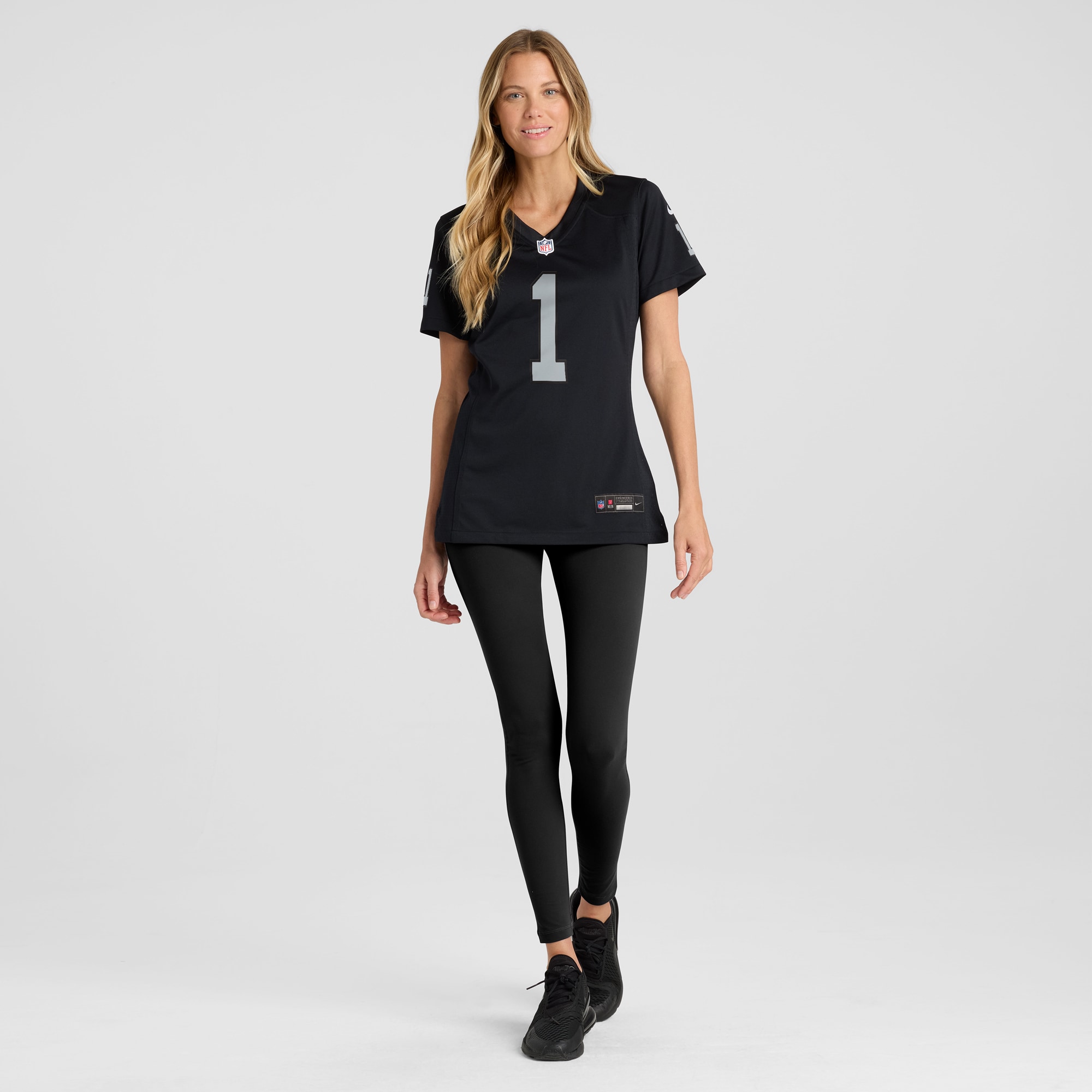 Las Vegas Raiders Number 1 Bride Black Game NFL Jersey Women's
