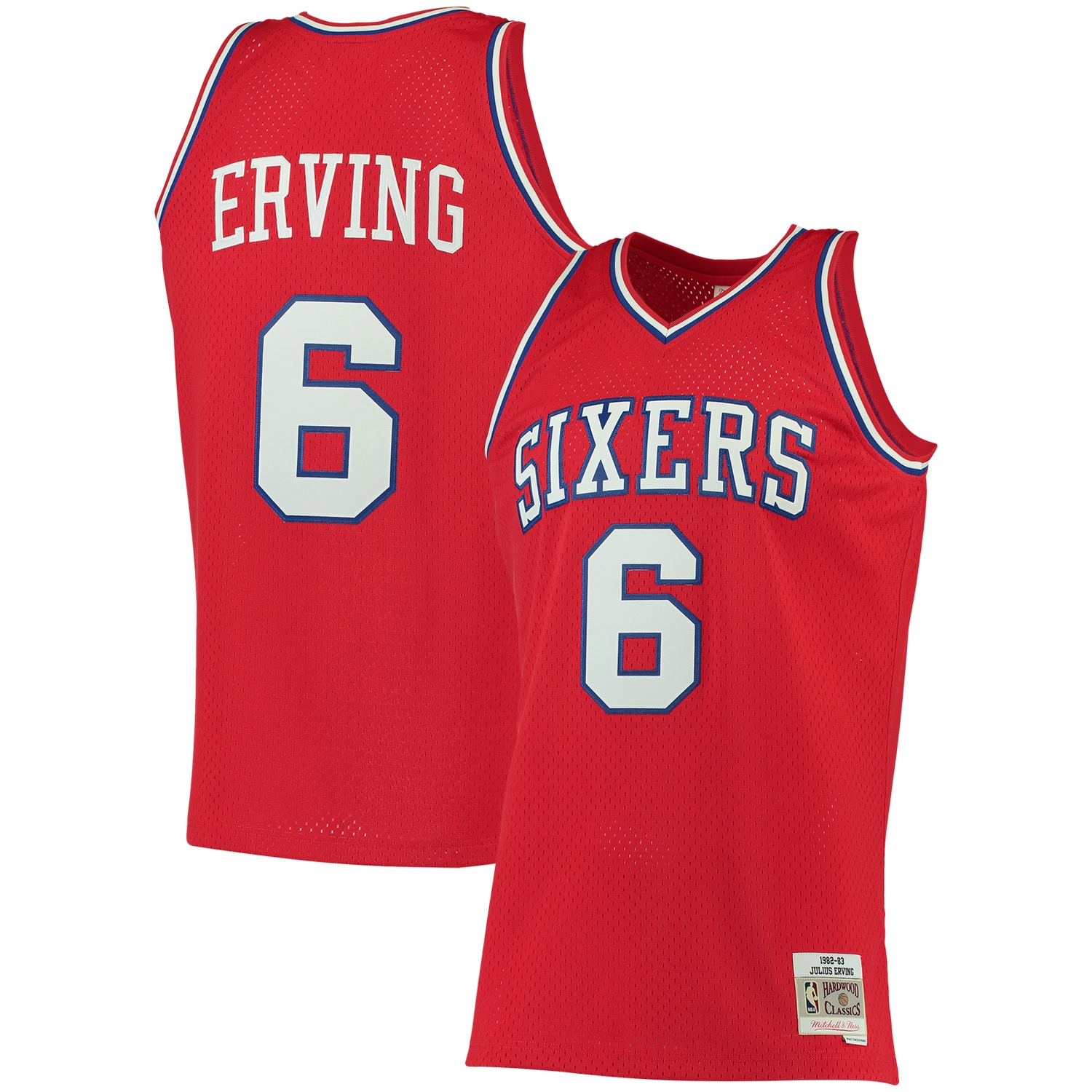 Mitchell Ness Julius Erving Red Philadelphia 76ers Big Tall Hardwood Classics NBA Jersey Men's