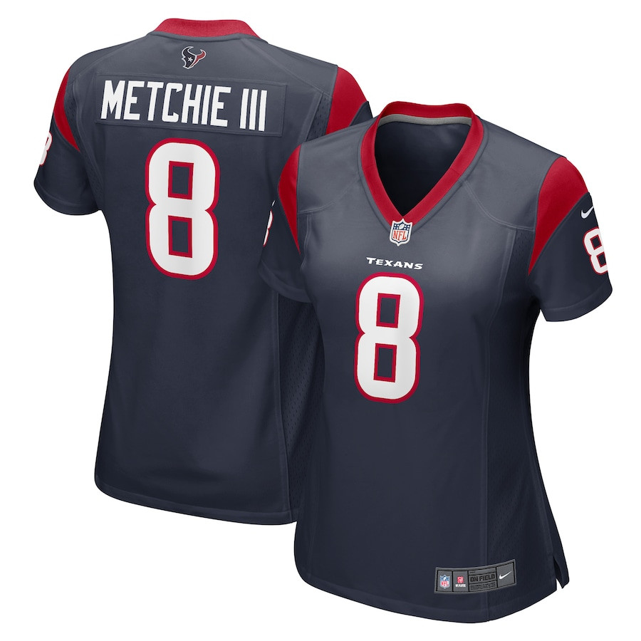 John Metchie III 8 Houston Texans Game Player Navy NFL Jersey Women's