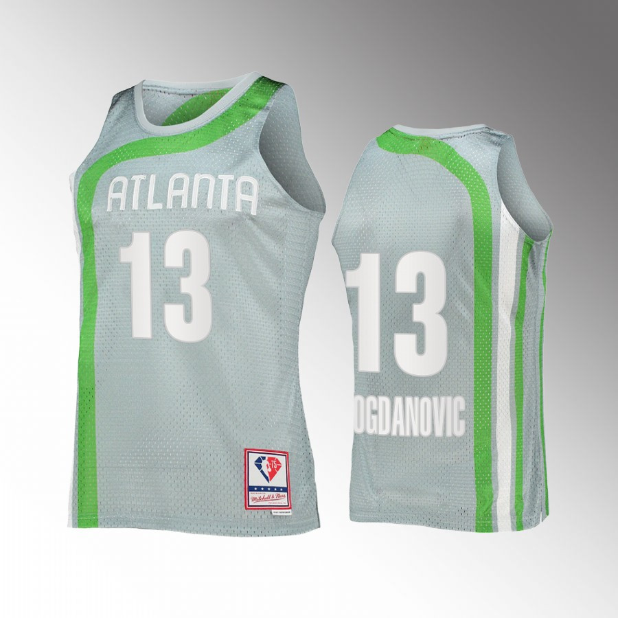 Atlanta Hawks Bogdan Bogdanovic 13 Hardwood Classics Sliver 75th NBA Jersey Men's