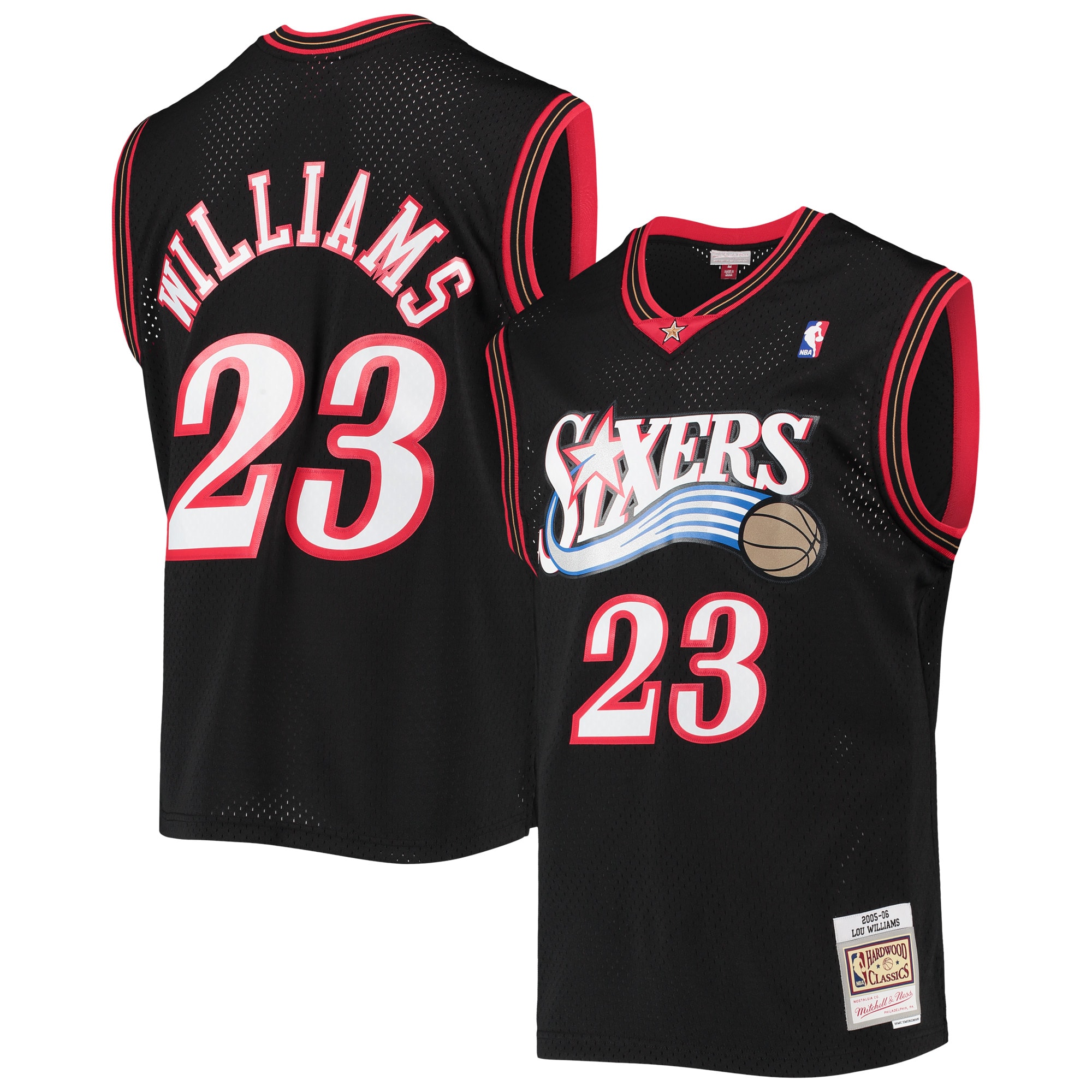 Mitchell Ness Lou Williams Black Philadelphia 76ers 2005-06 Hardwood Classics Swingman NBA Jersey Men's