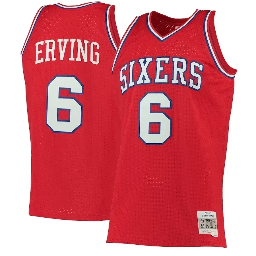 Julius Erving Philadelphia 76ers Mitchell Ness 1982-83 Hardwood Classics Swingman Red NBA Jersey Men's