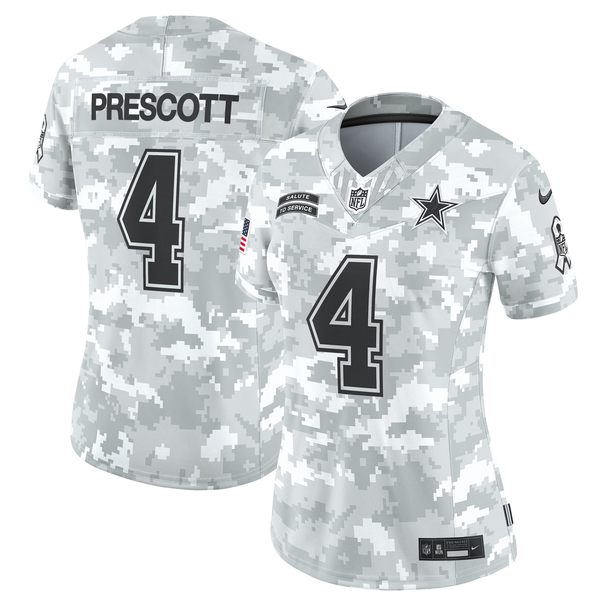 Dallas Cowboys Dak Prescott Arctic Camo 2024 Salute to Service Limited NFL Jersey Women's