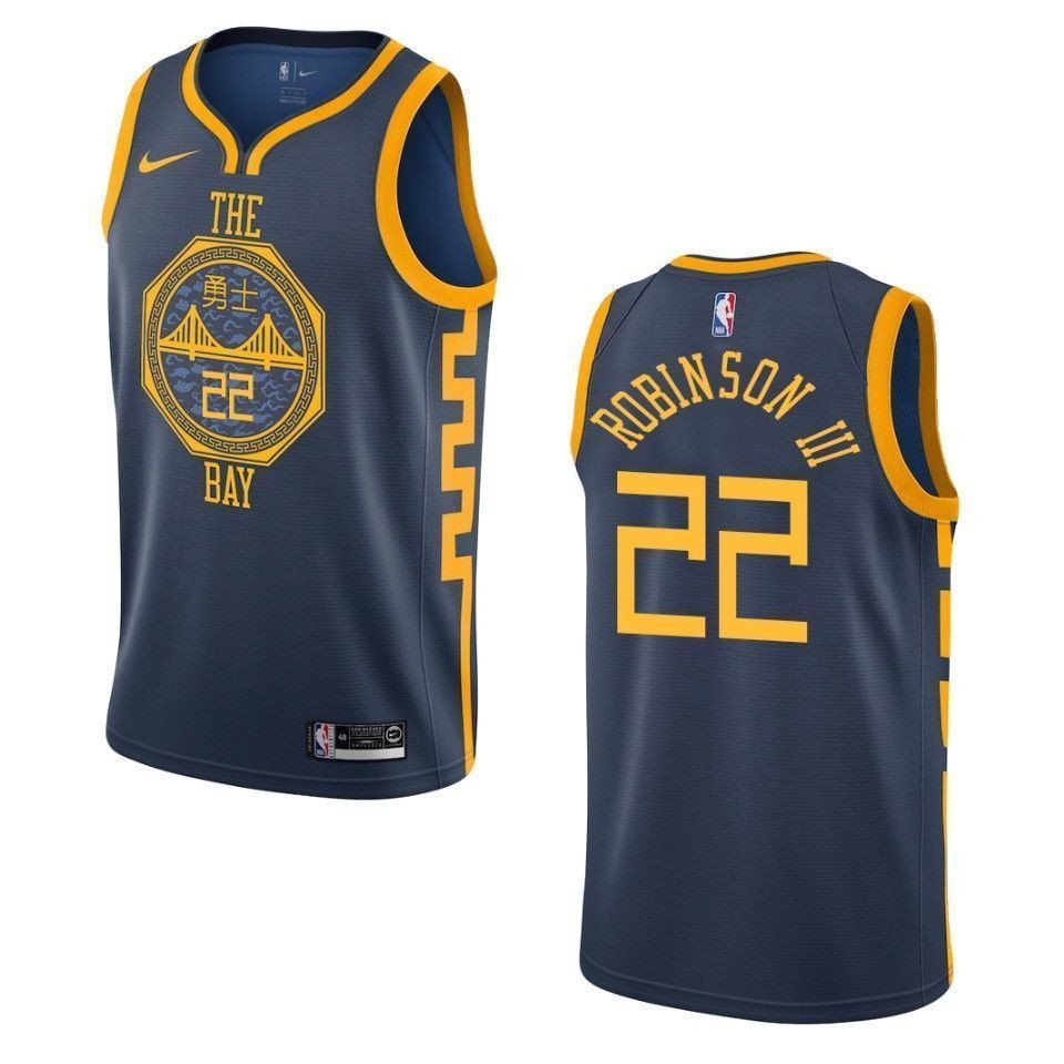 Golden State Warriors 22 Glenn Robinson Iii City Swingman Navy NBA Jersey Men's
