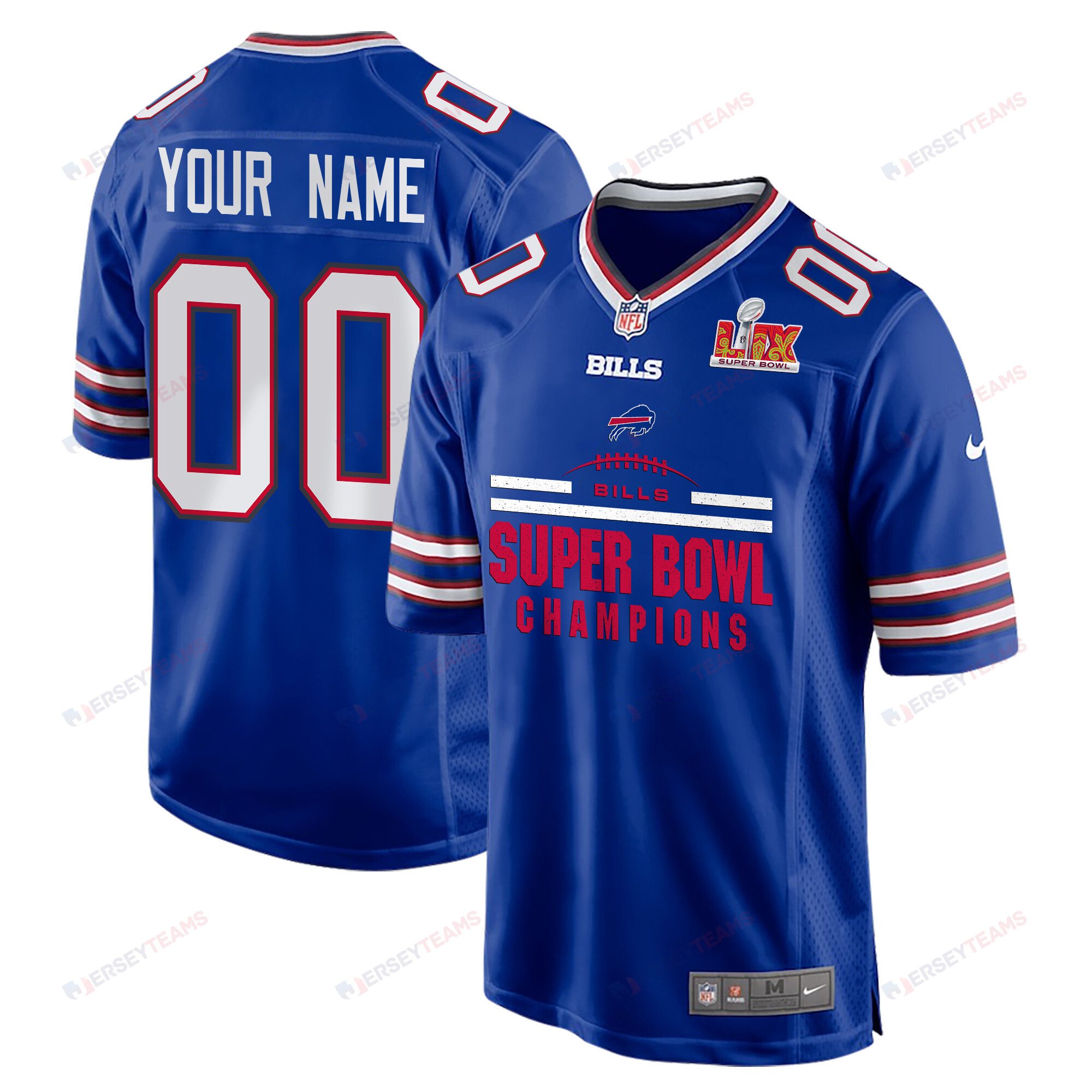 Buffalo Bills Super Bowl LIX Champions Ball Game Custom Royal NFL Jersey Men's