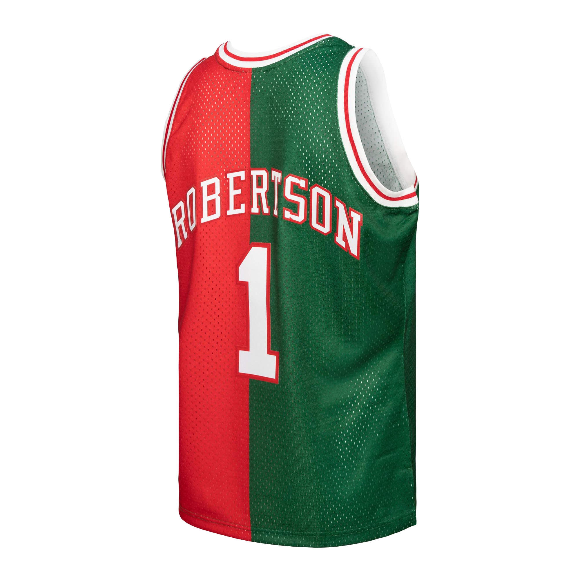 Mitchell Ness Oscar Robertson Green/Red Milwaukee Bucks Hardwood Classics 1971/72 Split Swingman NBA Jersey Men's
