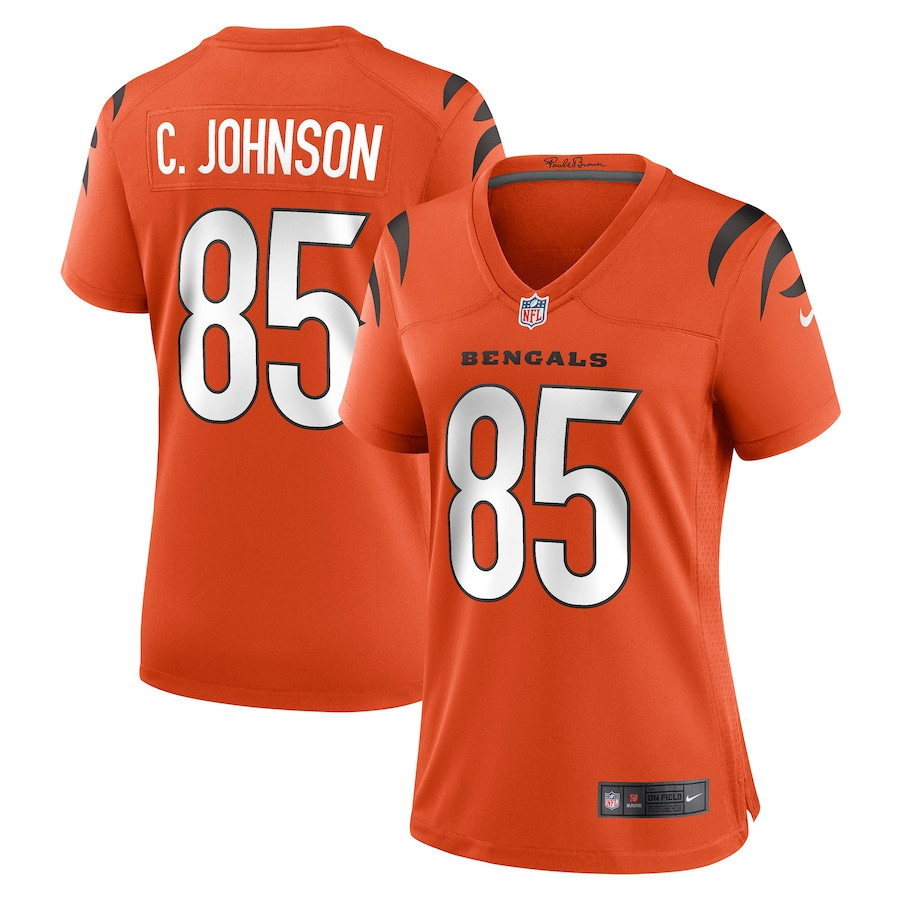 Chad Johnson 85 Cincinnati Bengals Retired Game Orange NFL Jersey Women's