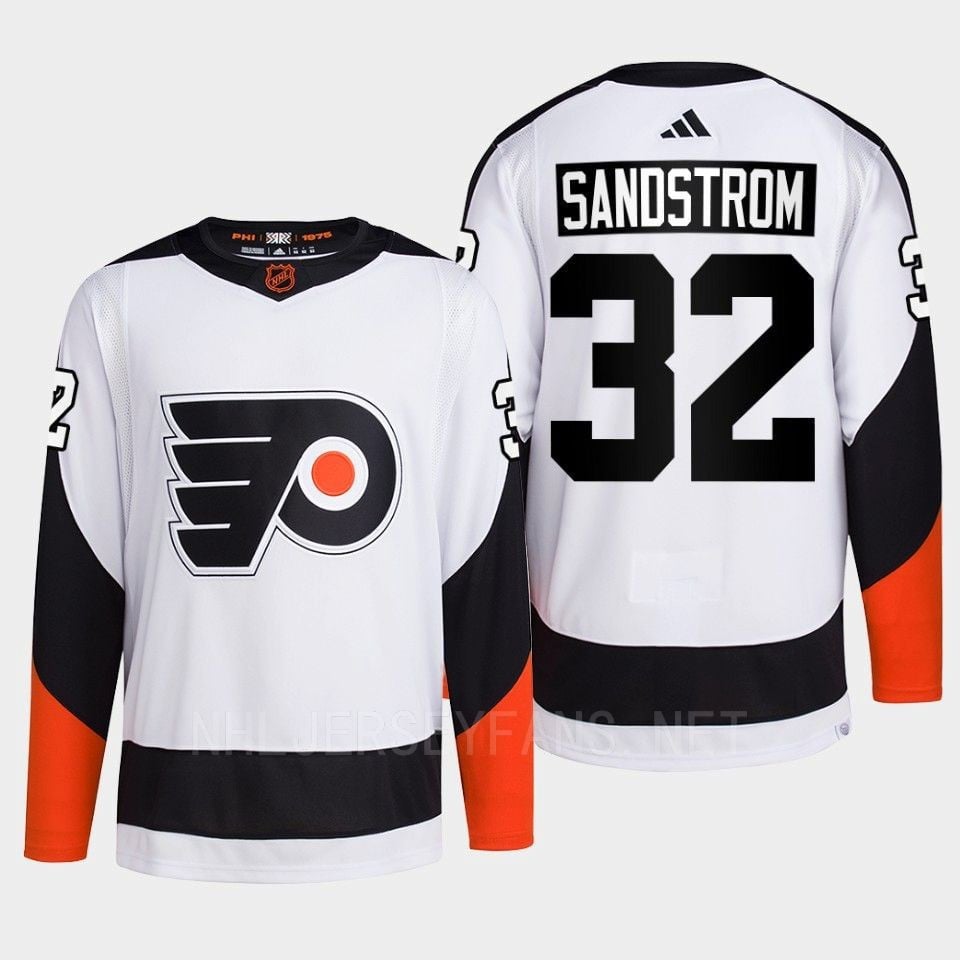 Philadelphia Flyers 2022 Reverse Retro 2.0 Felix Sandstrom 32 White Primegreen NHL Jersey Men's