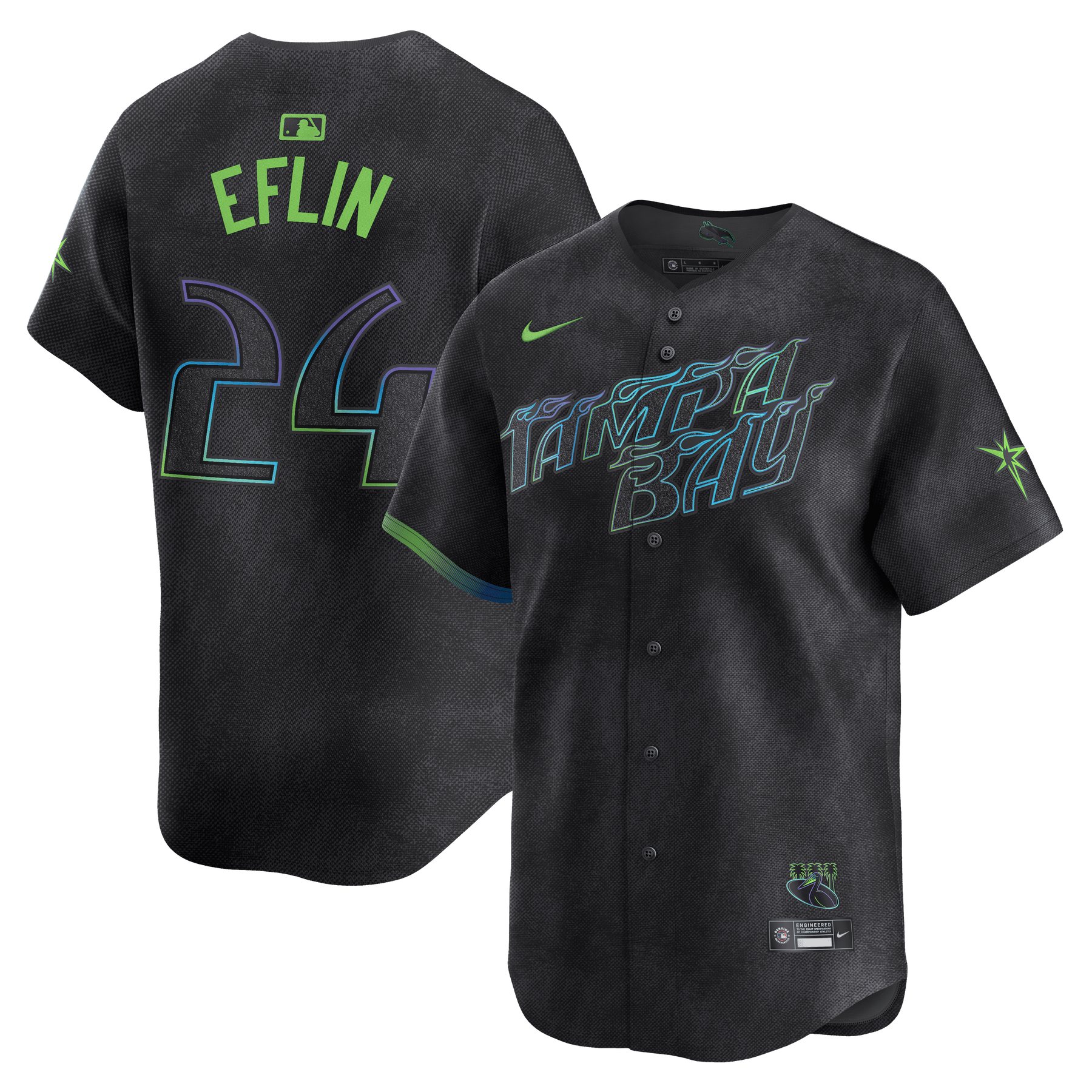 Zach Eflin 24 Tampa Bay Rays 2024 City Connect Limited Charcoal MLB Jersey Men's