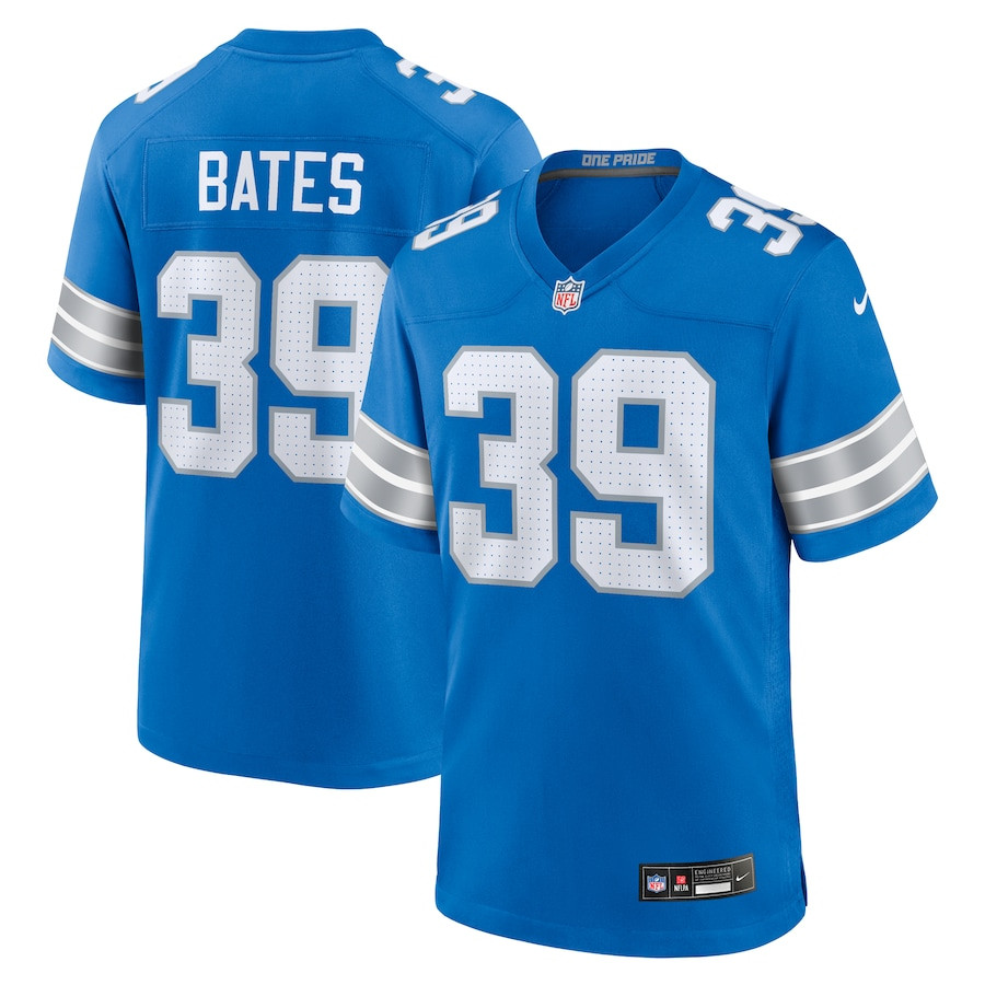 Jake Bates 39 Detroit Lions Team Game Blue NFL Jersey Men's