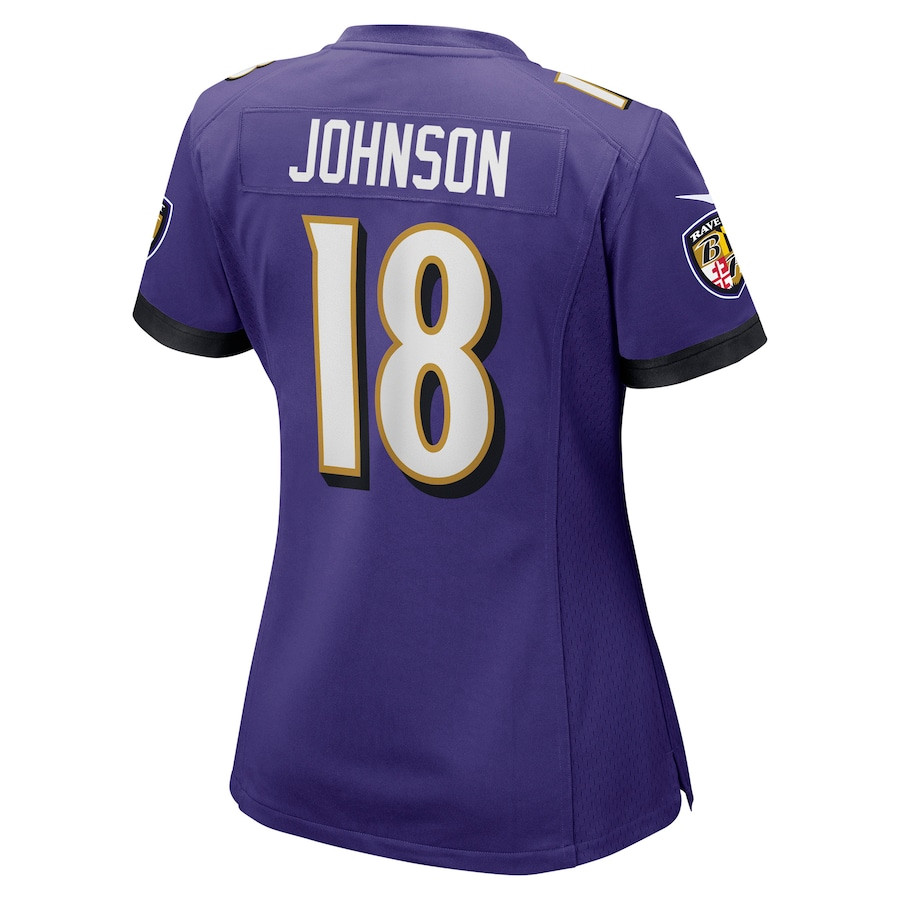 Diontae Johnson 18 Baltimore Ravens Player Game Purple NFL Jersey Women's