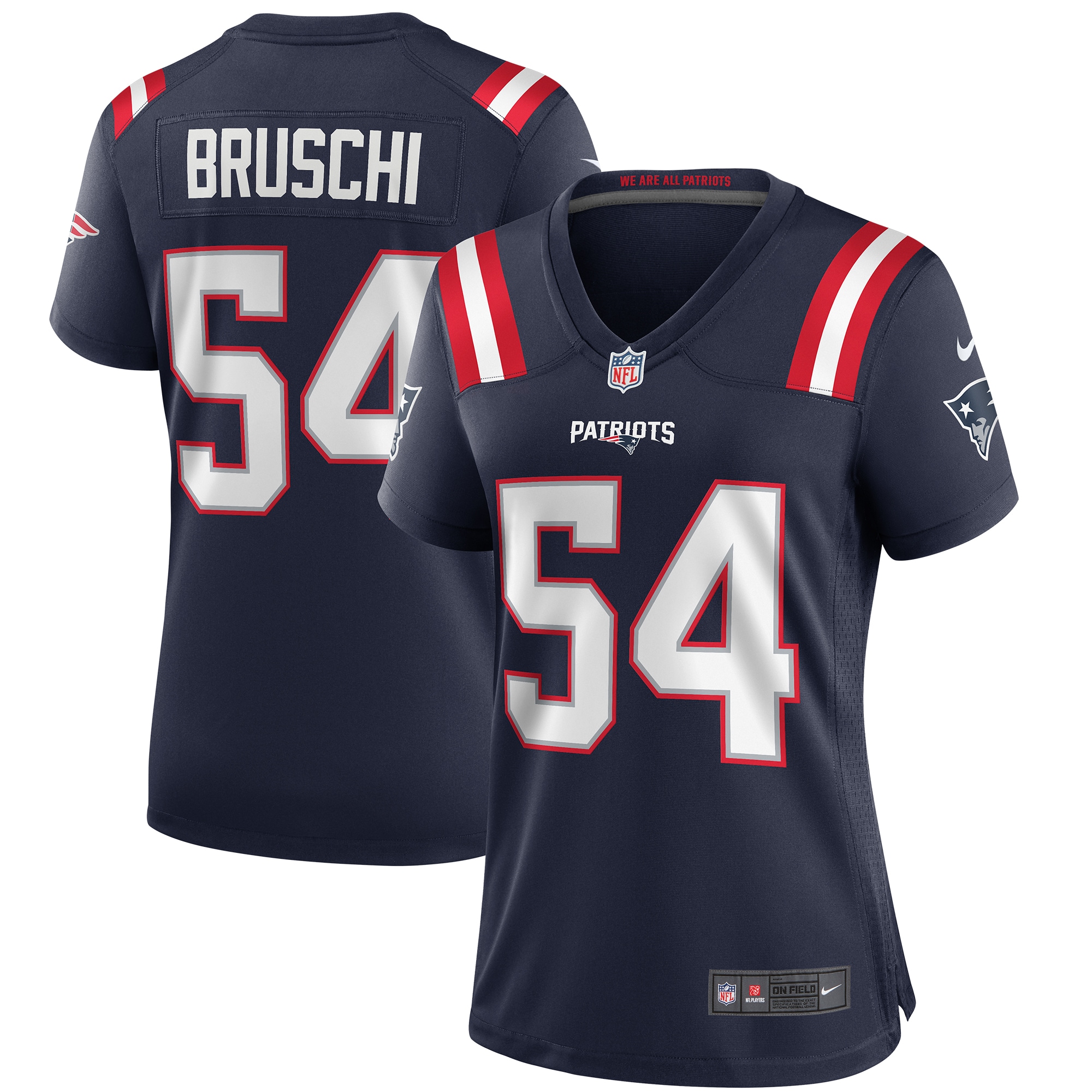 New England Patriots Tedy Bruschi Navy Game Retired Player NFL Jersey Women's