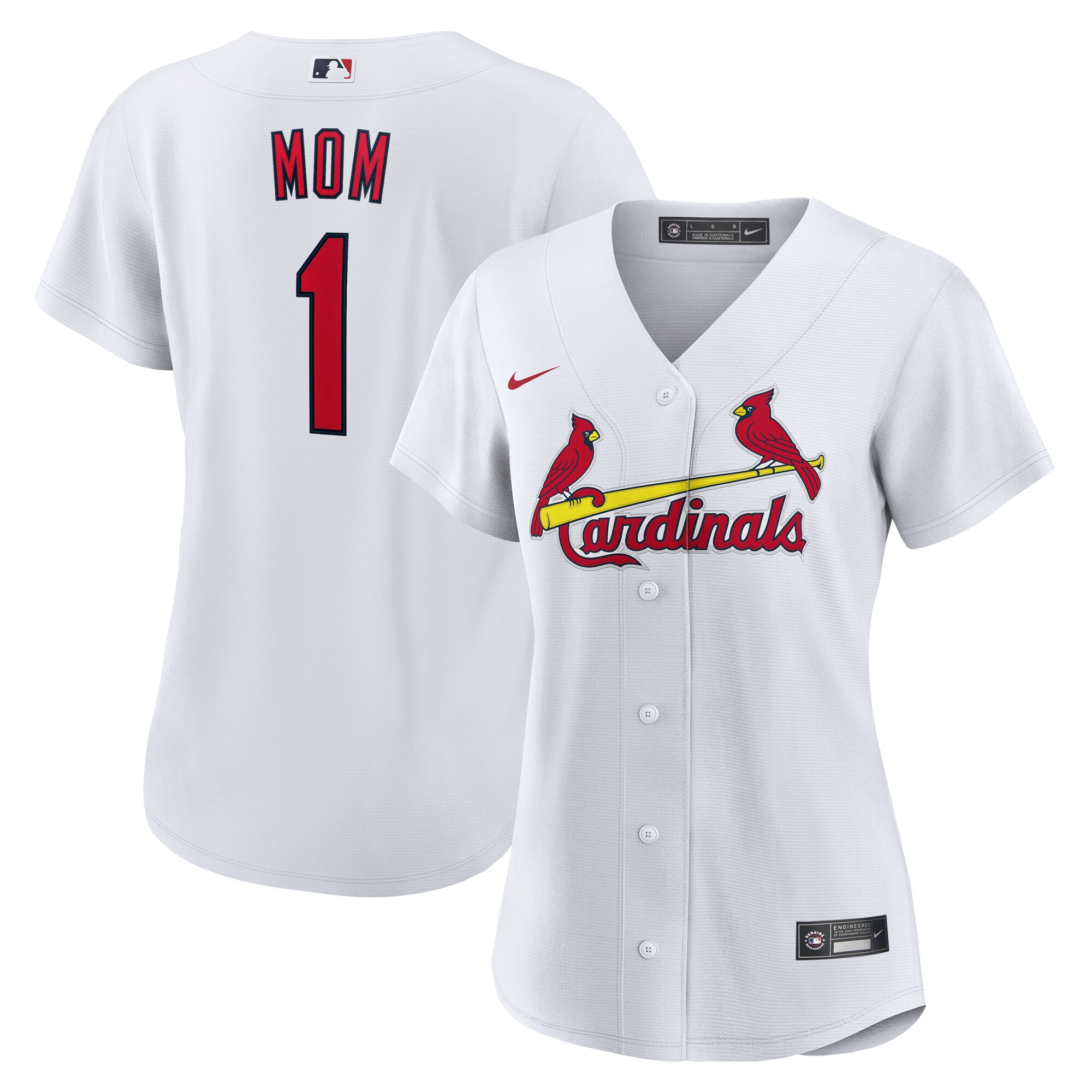 St. Louis Cardinals White #1 Mom Home MLB Jersey Women's