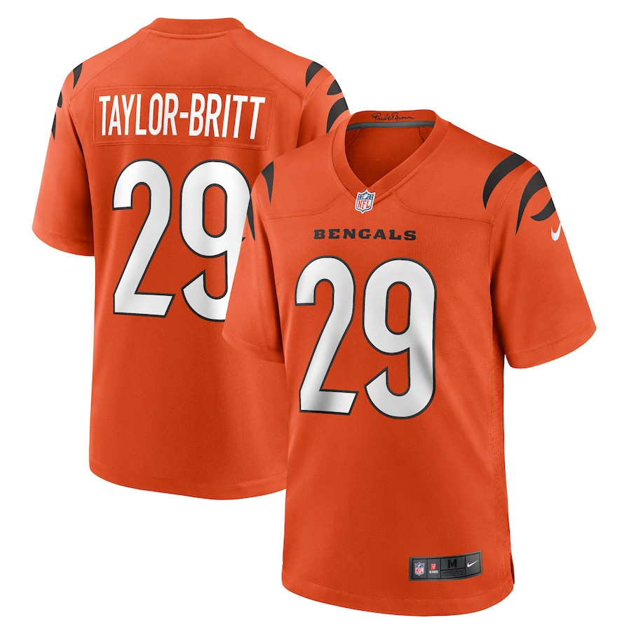 Cam Taylor-Britt 29 Cincinnati Bengals Alternate Game Orange NFL Jersey Men's