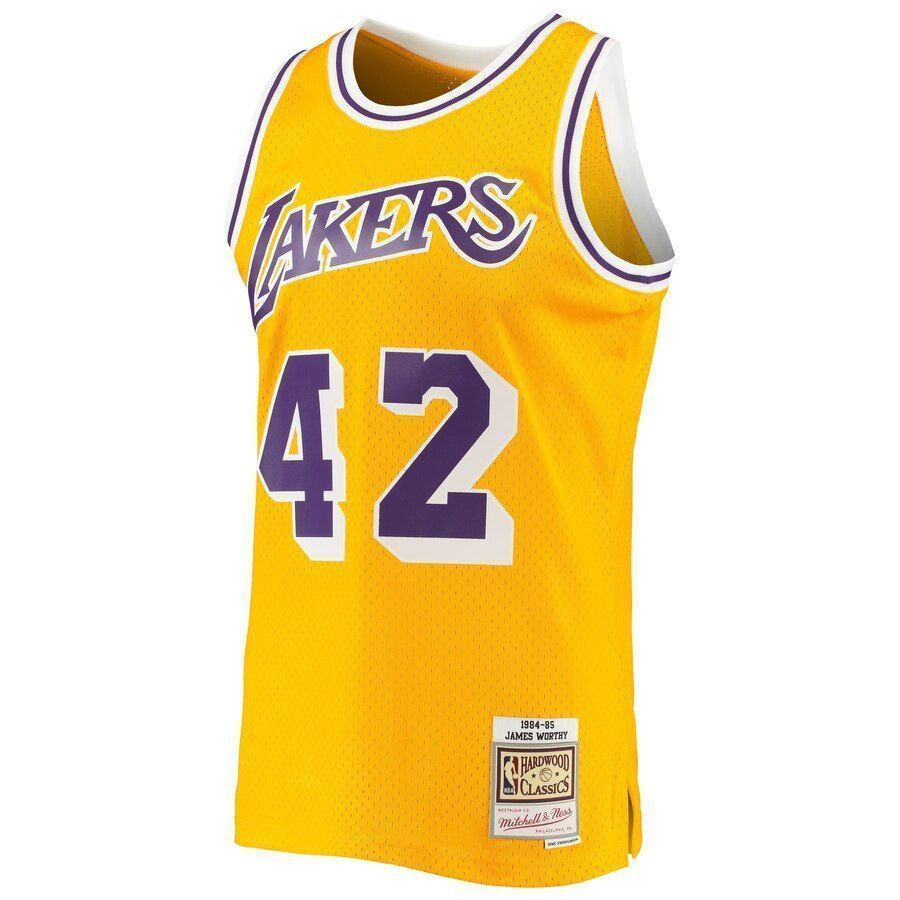 James Worthy Los Angeles Lakers Mitchell Ness 1984-85 Hardwood Classics Swingman Gold NBA Jersey Men's