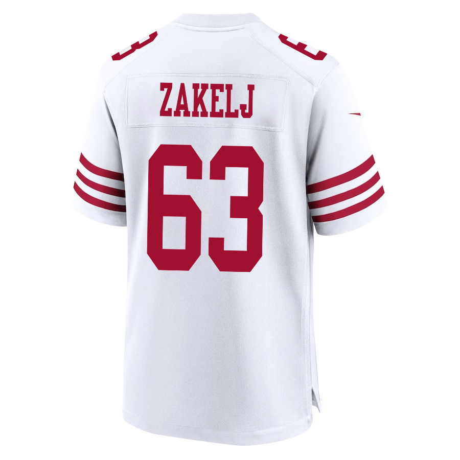 Nick Zakelj 63 San Francisco 49ers NFC Champions Patch Game White NFL Jersey Men's