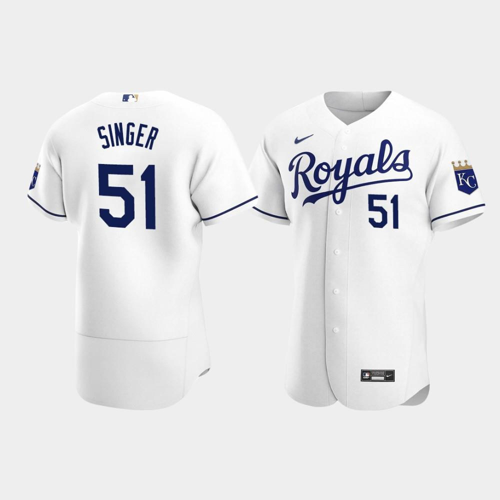Brady Singer 51 Kansas City Royals White Home MLB Jersey Men's
